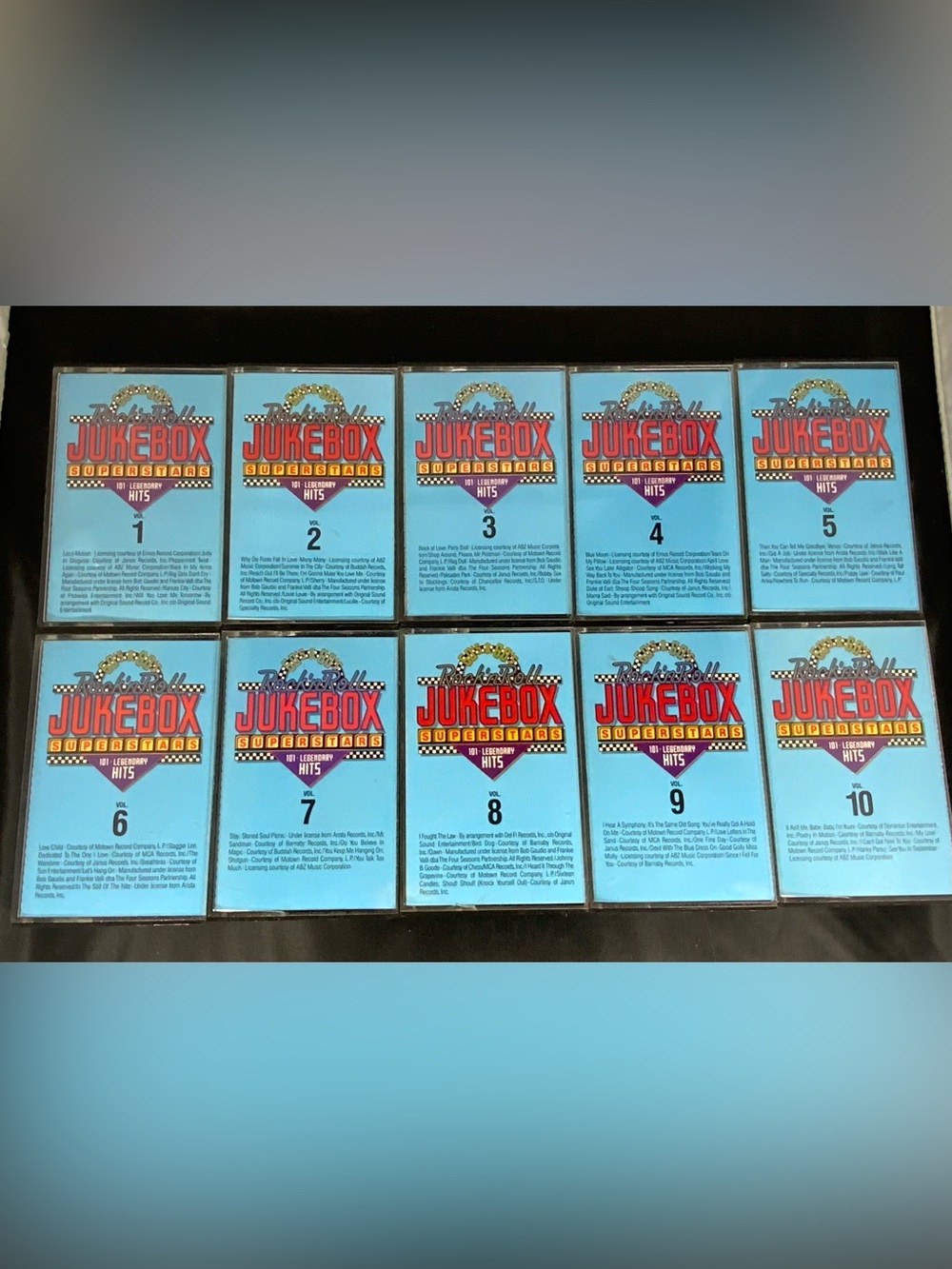 Rock N Roll Jukebox Superstars 101 Legendary Hits Cassette Tapes Vol 1-10 Lot